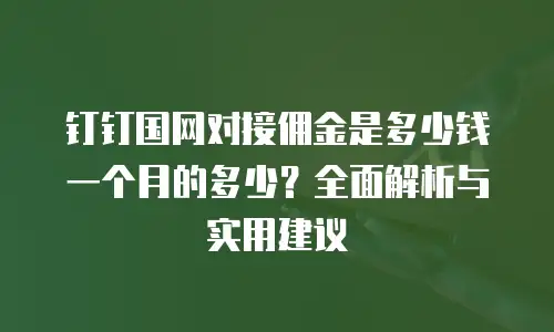 钉钉国网对接佣金是多少钱一个月的多少？全面解析与实用建议