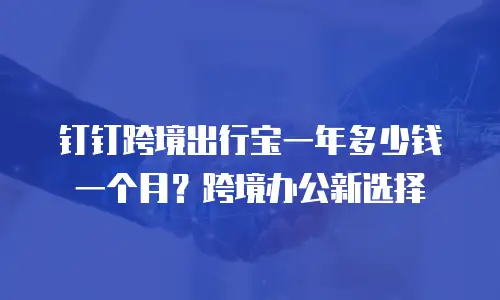 钉钉跨境出行宝一年多少钱一个月？跨境办公新选择