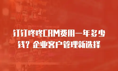 钉钉咚咚CRM费用一年多少钱？企业客户管理新选择