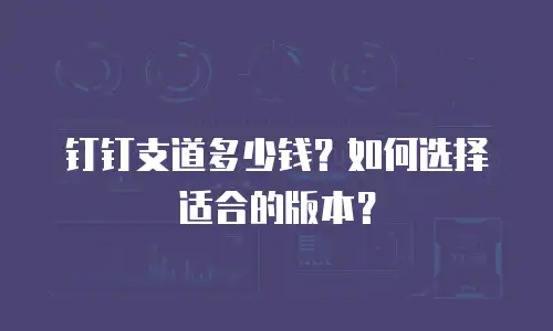 钉钉支道多少钱？如何选择适合的版本？