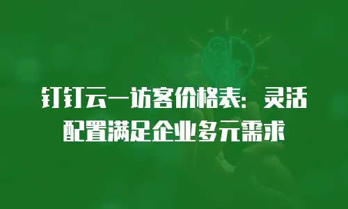 钉钉云一访客价格表：灵活配置满足企业多元需求