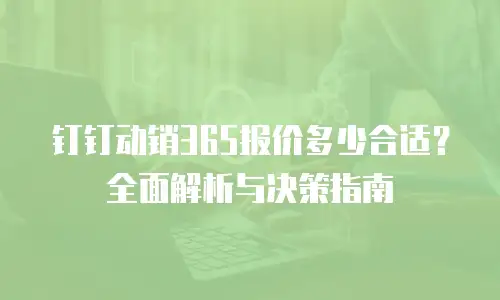 钉钉动销365报价多少合适？全面解析与决策指南