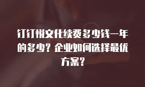 钉钉悦文化续费多少钱一年的多少？企业如何选择最优方案？