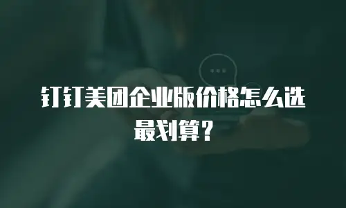 钉钉美团企业版价格怎么选最划算？