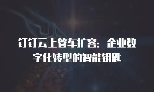 钉钉云上管车扩容：企业数字化转型的智能钥匙