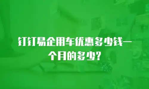 钉钉易企用车优惠多少钱一个月的多少？