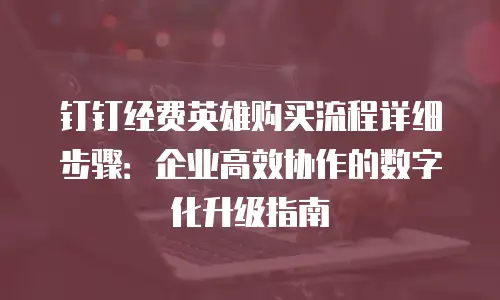 钉钉经费英雄购买流程详细步骤：企业高效协作的数字化升级指南
