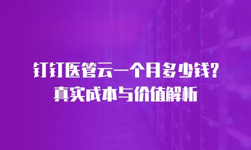 钉钉医管云一个月多少钱？真实成本与价值解析
