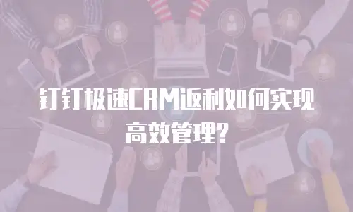 钉钉极速CRM返利如何实现高效管理？
