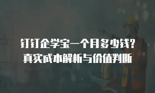 钉钉企学宝一个月多少钱？真实成本解析与价值判断
