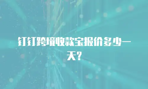 钉钉跨境收款宝报价多少一天？