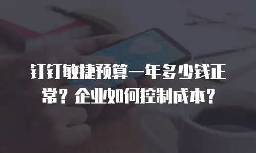 钉钉敏捷预算一年多少钱正常？企业如何控制成本？