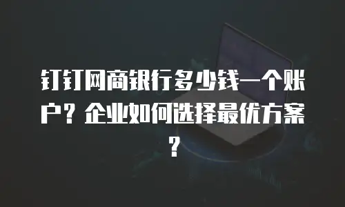 钉钉网商银行多少钱一个账户？企业如何选择最优方案？