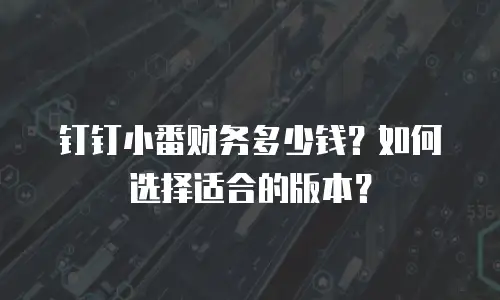 钉钉小番财务多少钱？如何选择适合的版本？