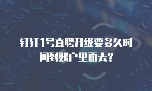钉钉1号直聘升级要多久时间到账户里面去？