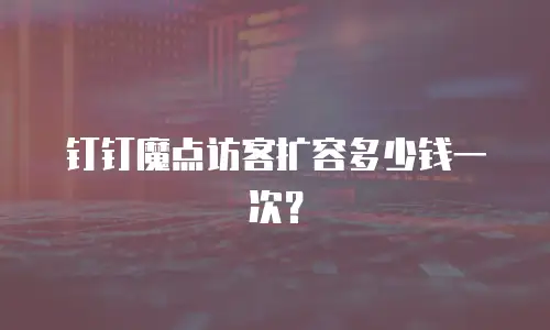 钉钉魔点访客扩容多少钱一次？