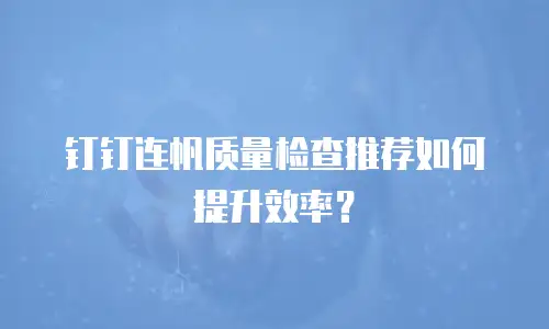 钉钉连帆质量检查推荐如何提升效率？
