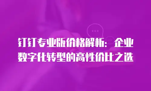 钉钉专业版价格解析：企业数字化转型的高性价比之选
