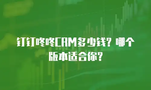 钉钉咚咚CRM多少钱？哪个版本适合你？
