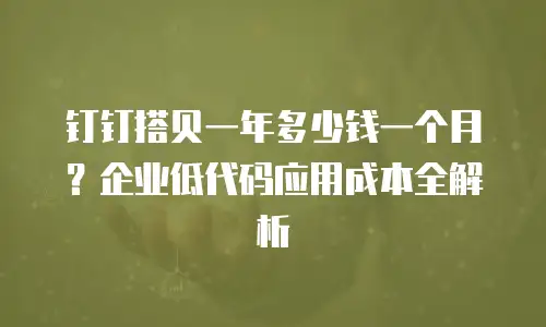 钉钉搭贝一年多少钱一个月？企业低代码应用成本全解析