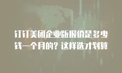 钉钉美团企业版报价是多少钱一个月的？这样选才划算