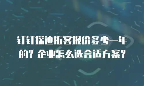 钉钉探迹拓客报价多少一年的？企业怎么选合适方案？