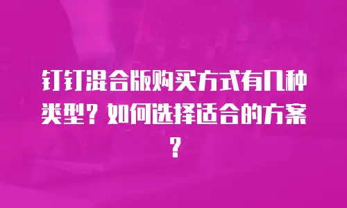 钉钉混合版购买方式有几种类型？如何选择适合的方案？