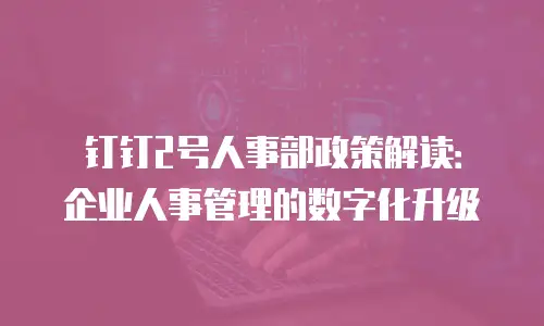 钉钉2号人事部政策解读：企业人事管理的数字化升级
