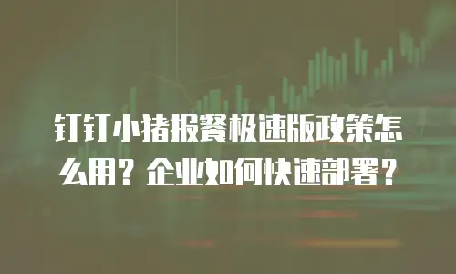 钉钉小猪报餐极速版政策怎么用？企业如何快速部署？