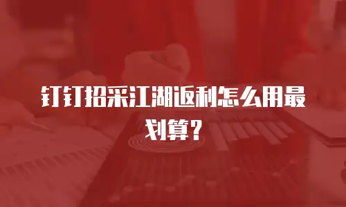 钉钉招采江湖返利怎么用最划算？
