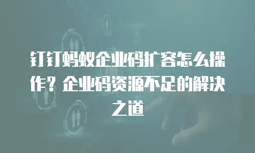 钉钉蚂蚁企业码扩容怎么操作？企业码资源不足的解决之道