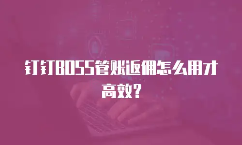 钉钉BOSS管账返佣怎么用才高效？