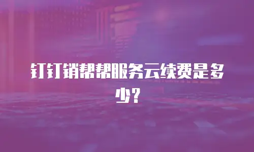 钉钉销帮帮服务云续费是多少？