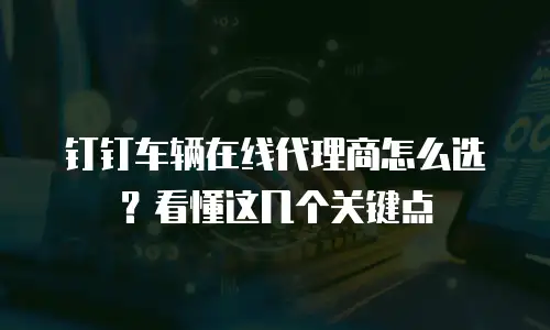 钉钉车辆在线代理商怎么选？看懂这几个关键点