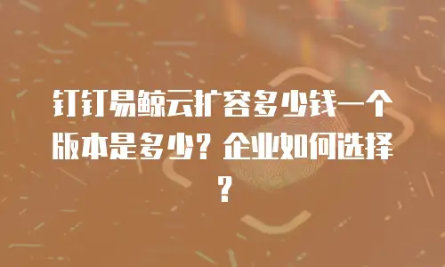 钉钉易鲸云扩容多少钱一个版本是多少？企业如何选择？