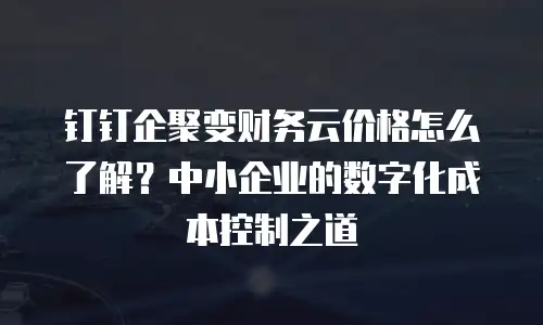 钉钉企聚变财务云价格怎么了解？中小企业的数字化成本控制之道