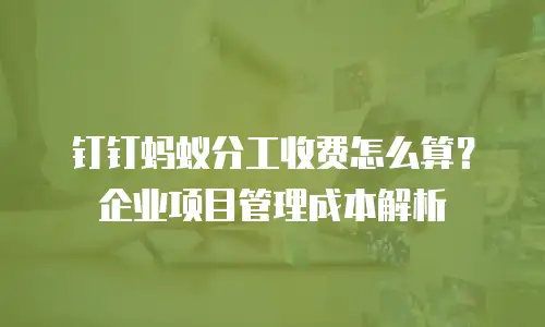 钉钉蚂蚁分工收费怎么算？企业项目管理成本解析