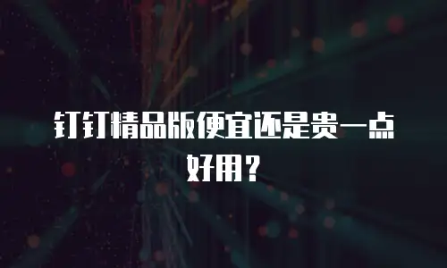 钉钉精品版便宜还是贵一点好用？