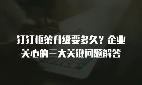 钉钉枢策升级要多久？企业关心的三大关键问题解答