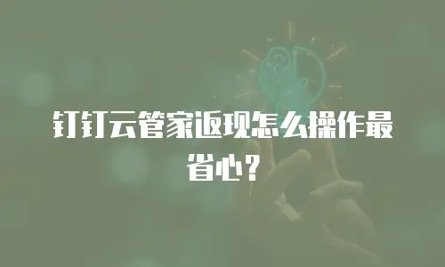 钉钉云管家返现怎么操作最省心？