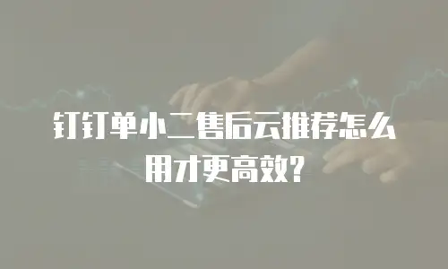 钉钉单小二售后云推荐怎么用才更高效？