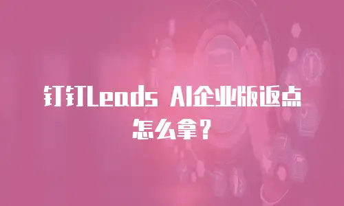 钉钉Leads AI企业版返点怎么拿？