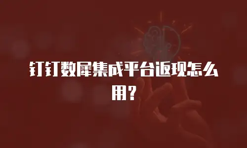 钉钉数犀集成平台返现怎么用？