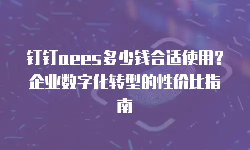 钉钉aees多少钱合适使用？企业数字化转型的性价比指南