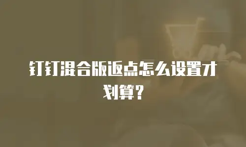 钉钉混合版返点怎么设置才划算？