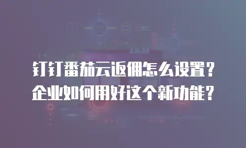 钉钉番茄云返佣怎么设置？企业如何用好这个新功能？