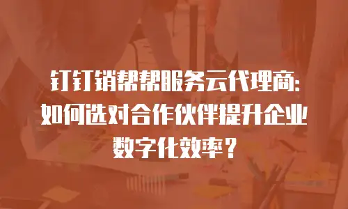 钉钉销帮帮服务云代理商：如何选对合作伙伴提升企业数字化效率？