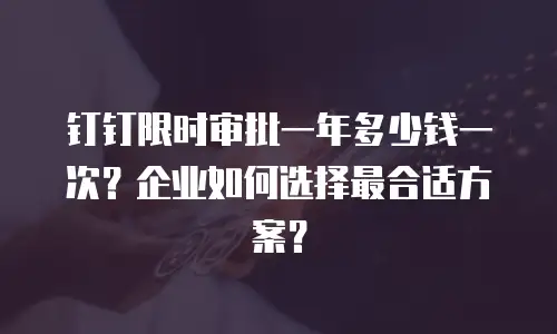 钉钉限时审批一年多少钱一次？企业如何选择最合适方案？