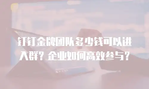 钉钉金牌团队多少钱可以进入群？企业如何高效参与？
