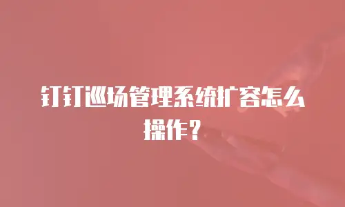 钉钉巡场管理系统扩容怎么操作？